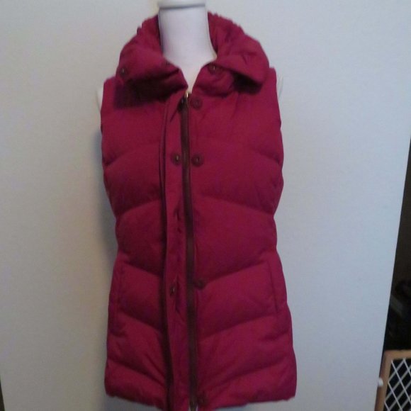 🎉⭐️🎉HP🎉⭐️🎉 Eileen Fisher, Down Puffer Vest-High Collar - S/P, Cranberry, EUC - Picture 8 of 15